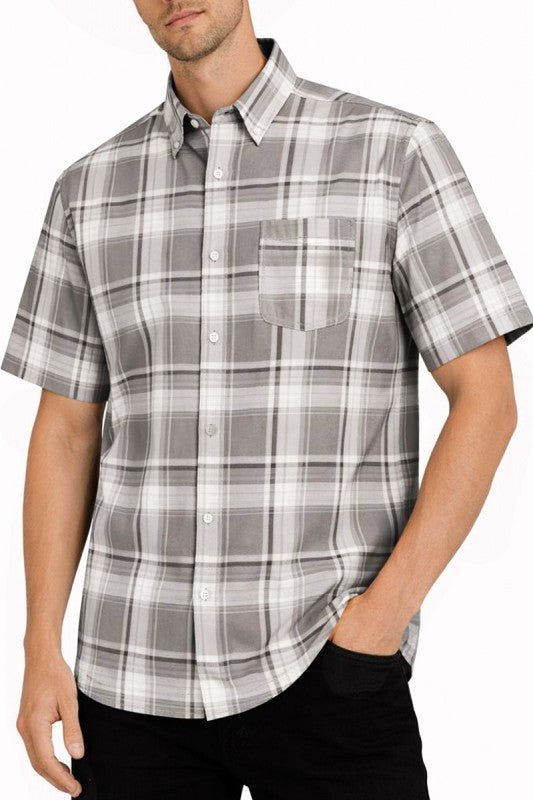 OldSchool Checkered Button Down Short Sleeve Shirt - Loving It Shop