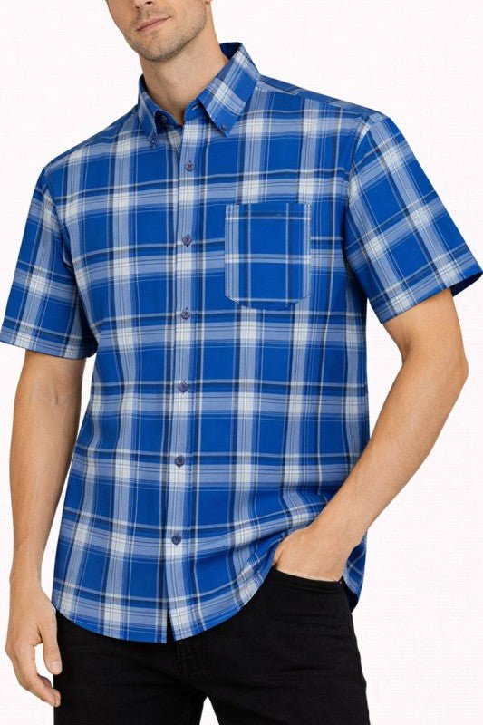 OldSchool Checkered Button Down Short Sleeve Shirt - Loving It Shop