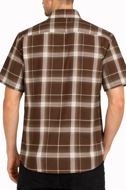 OldSchool Checkered Button Down Short Sleeve Shirt - Loving It Shop