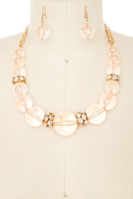 Statement Collar Necklace with Clear Resin Beads – Trendy Fashion Jewelry