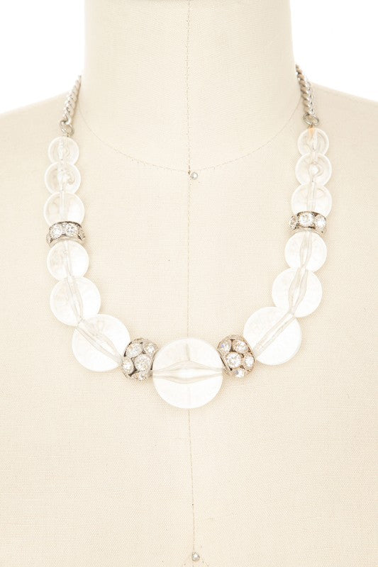 Statement Collar Necklace with Clear Resin Beads – Trendy Fashion Jewelry