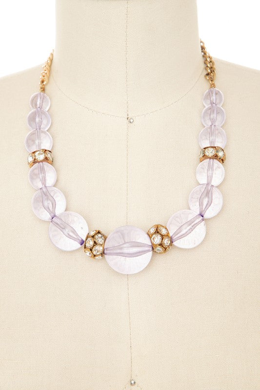 Statement Collar Necklace with Clear Resin Beads – Trendy Fashion Jewelry