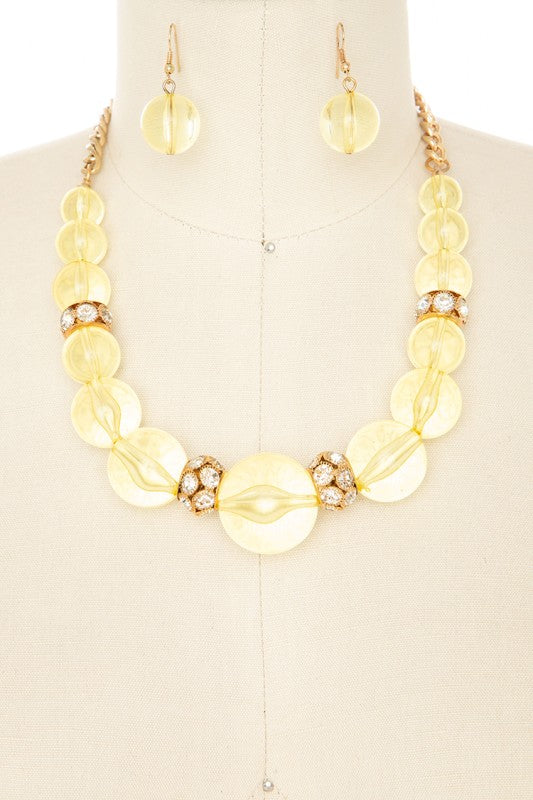 Statement Collar Necklace with Clear Resin Beads – Trendy Fashion Jewelry