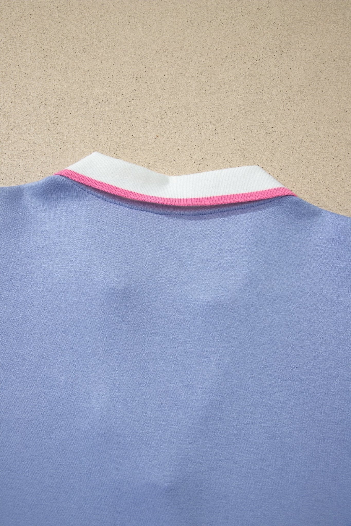 Sky Blue Preppy Striped Trim V Neck Polo Tee Drawstring Skirt Set - Loving It Shop