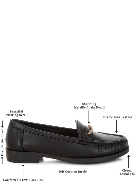 Nemunk Metallic Chain Detail Loafers
