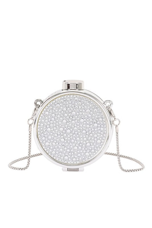 Mini Bejeweled Rhinestone Mirror Swing Bag