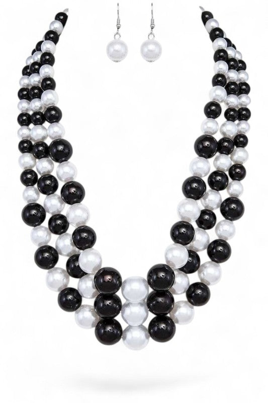 Layered Pearl Statement Necklace Set – Trendy Chic Jewelry Accessory