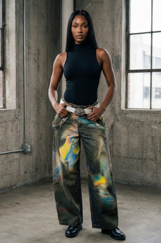 Abstract Print Wide-Leg Statement Pants