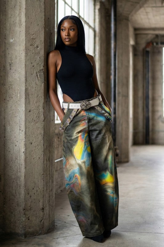 Abstract Print Wide-Leg Statement Pants