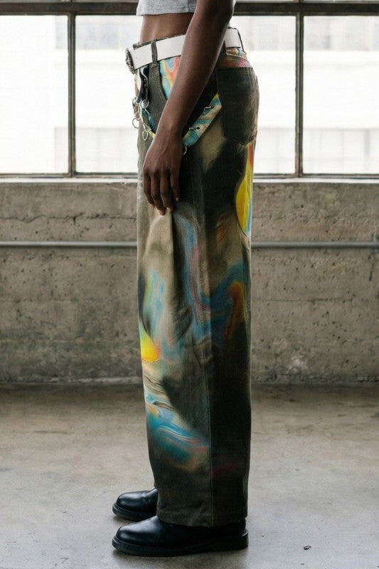 Abstract Print Wide-Leg Statement Pants