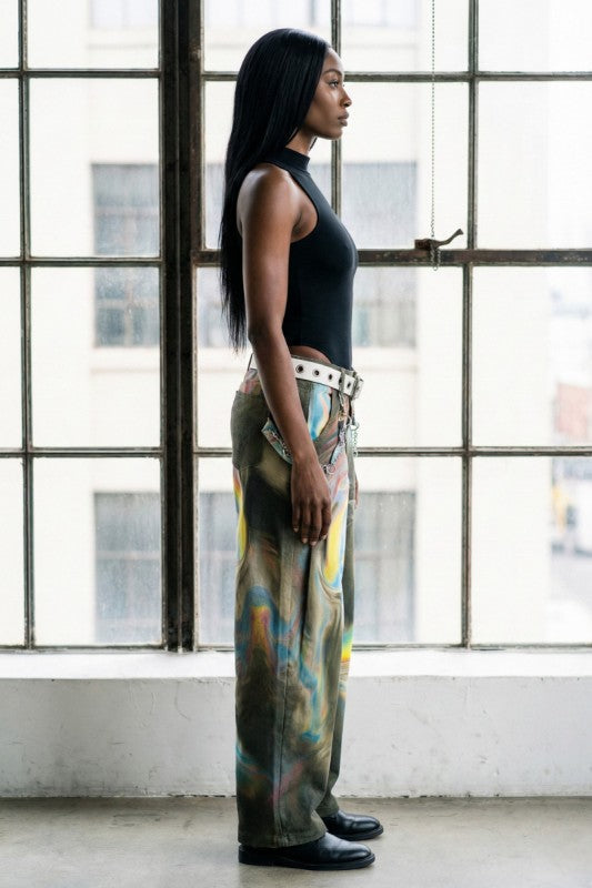 Abstract Print Wide-Leg Statement Pants