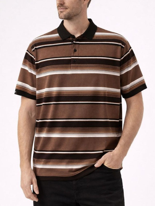 Old School Striped Pique Polo Shirt