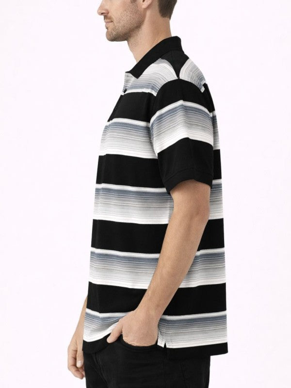 Old School Striped Pique Polo Shirt
