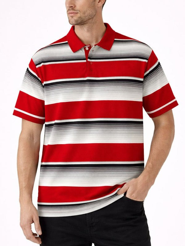 Old School Striped Pique Polo Shirt
