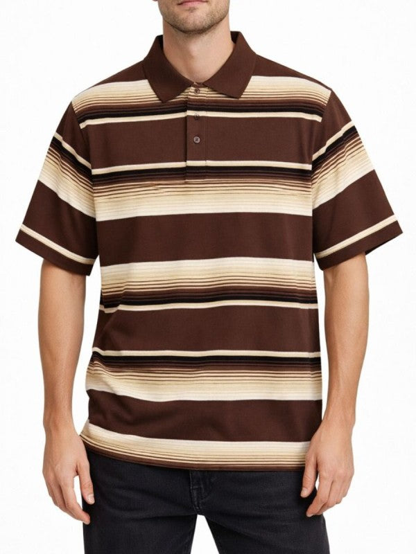 Old School Striped Pique Polo Shirt