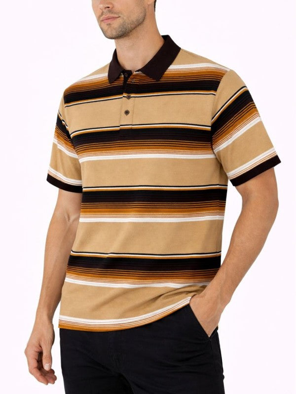 Old School Striped Pique Polo Shirt