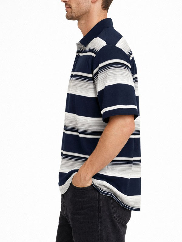 Old School Striped Pique Polo Shirt