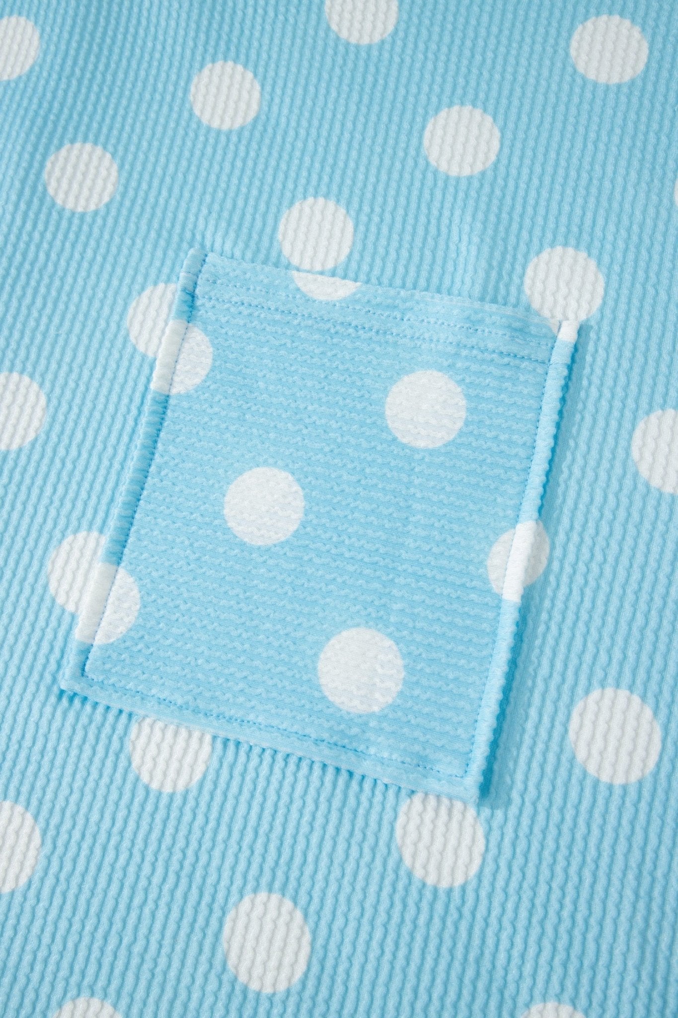 Sky Blue Twisted Rib Polka Dot Print Plus Size T Shirt - Loving It Shop