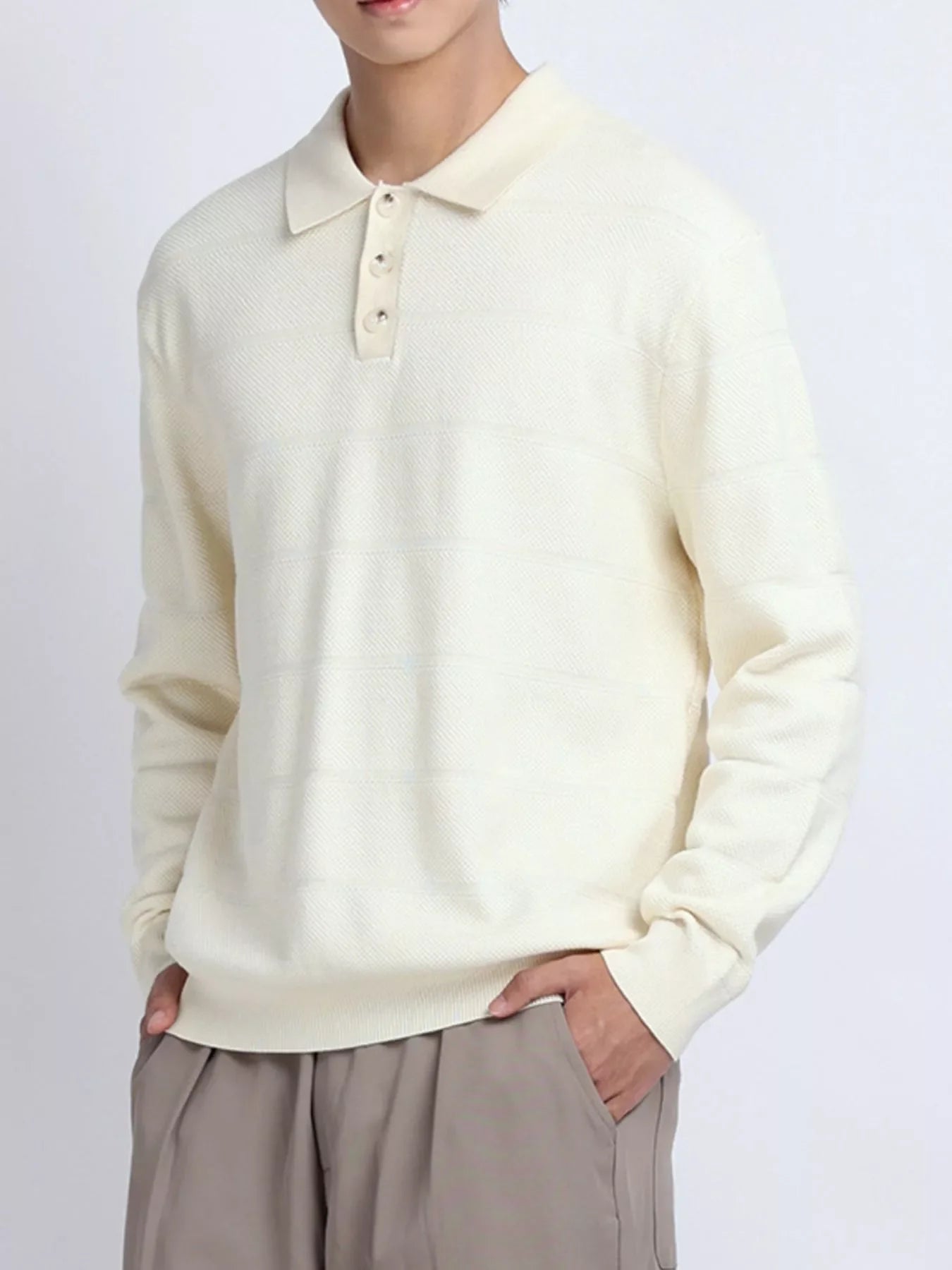 Men's Plus Size Button Detail Long Sleeve Knit Top - Loving It Shop