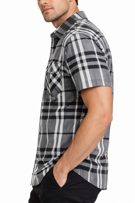 Weiv Men's Casual Short Sleeve Checker Shirts - Loving It Shop
