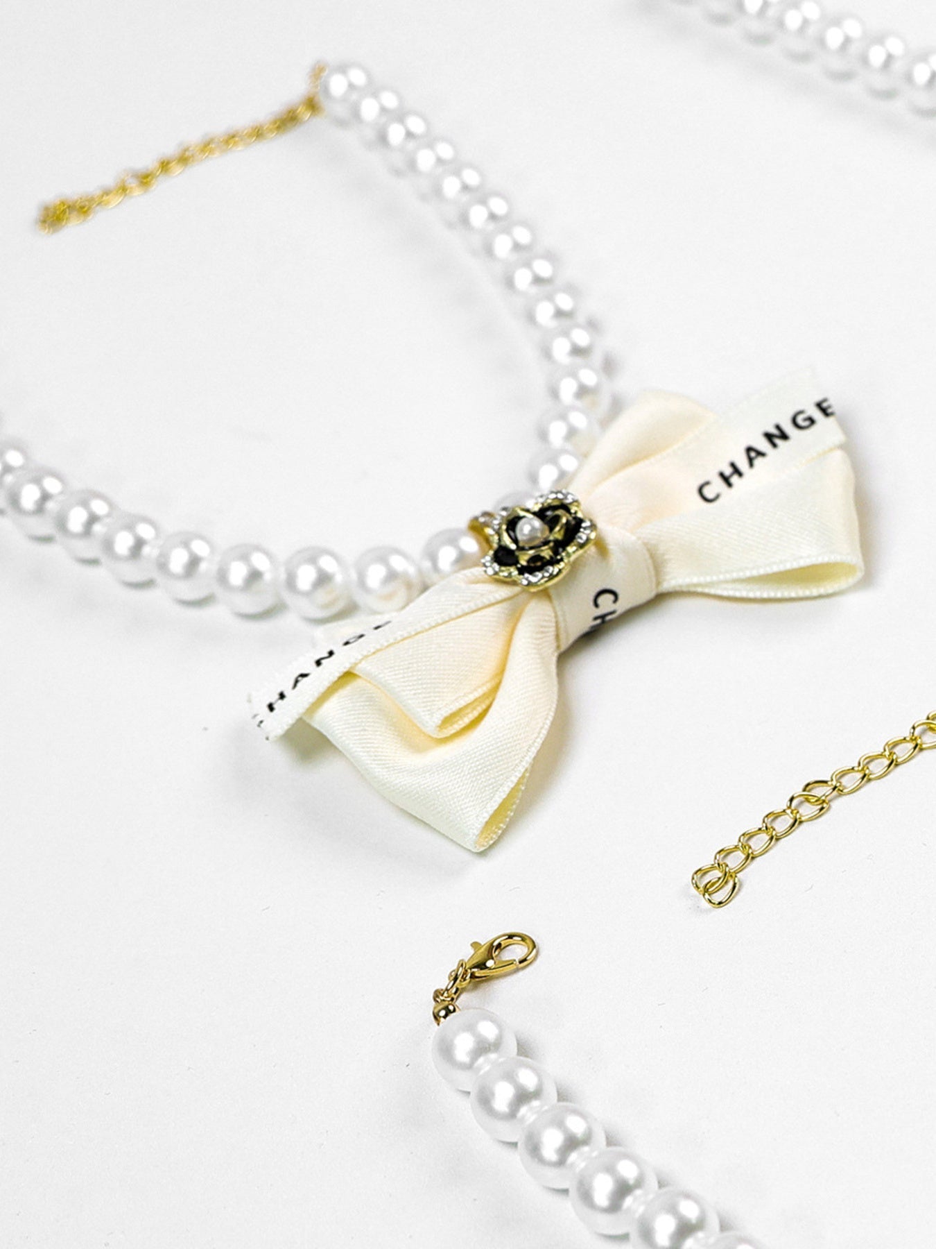 Pearl Bowknot Pet Necklace - Loving It Shop