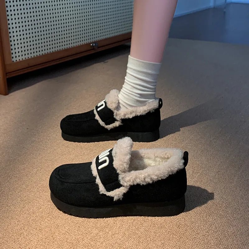Faux Fur Suede Round Toe Slip - Ons - Loving It Shop