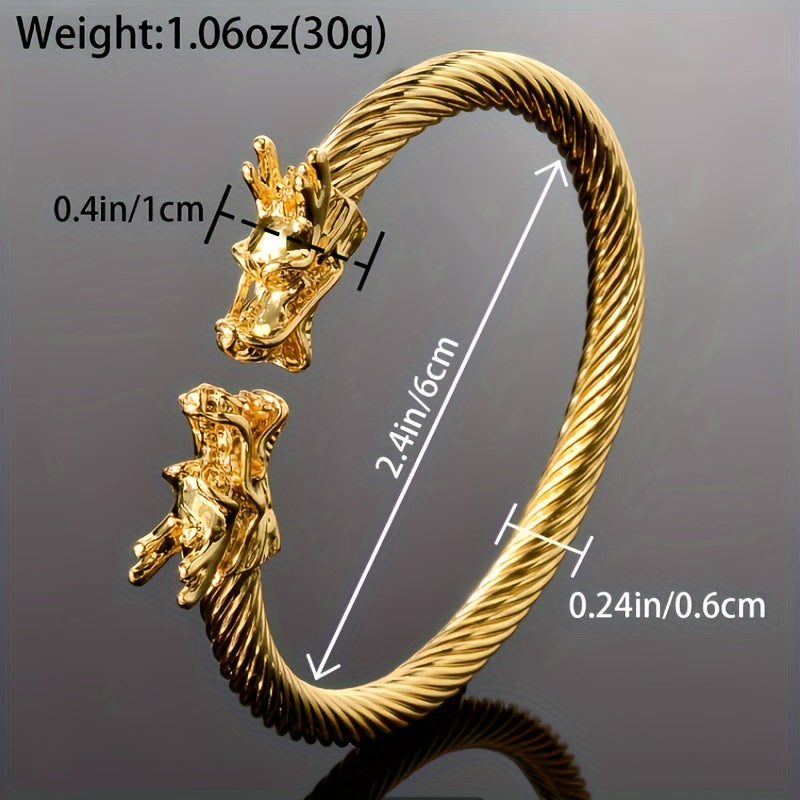 Double Dragon Copper Bracelet – Rock &amp; Hip-Hop Style, Unisex