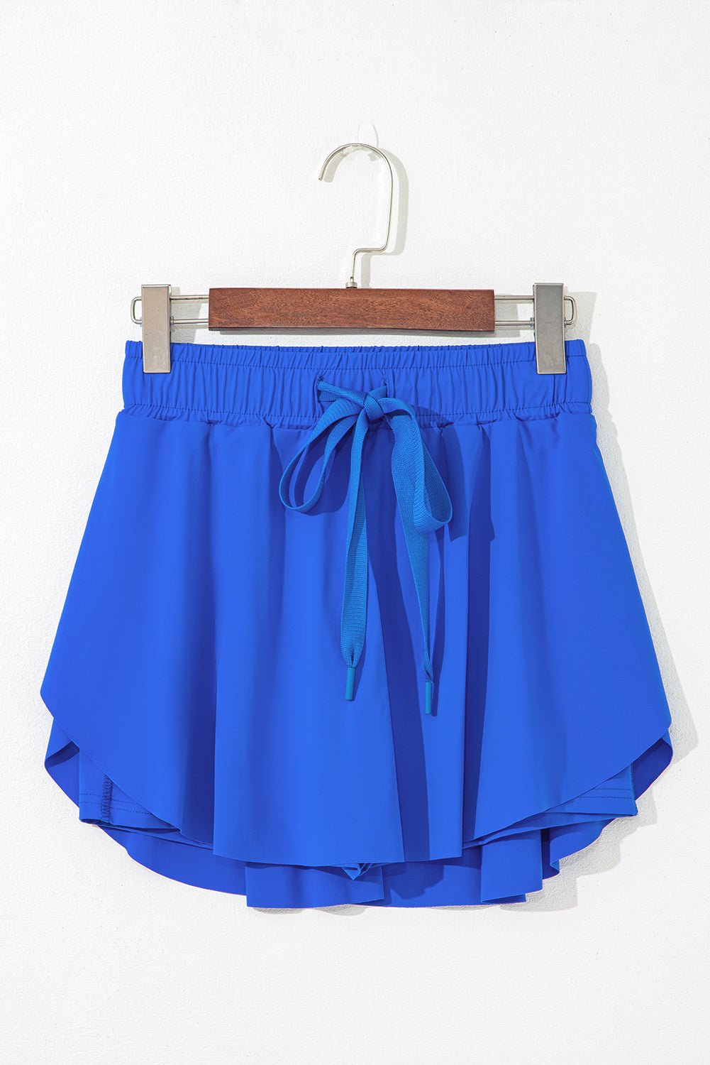 Sky Blue Drawstring Elastic Waistband Lined Tennis Skorts - Loving It Shop