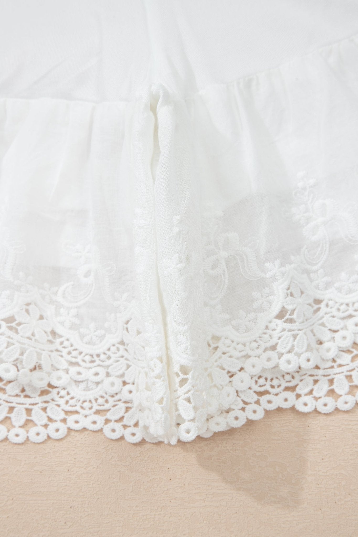 White Lace Ruffle Tiered Drawstring Elastic Waist Sweet Shorts - Loving It Shop