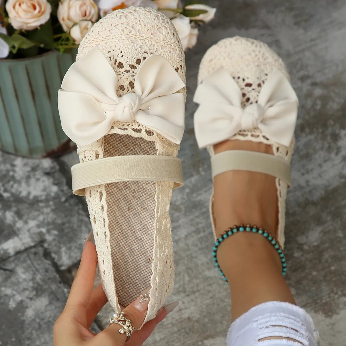 Bow Round Toe Flat Slip - Ons - Loving It Shop