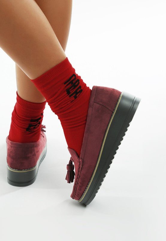 Daiki Platform Lug Sole Tassel Loafers - Loving It Shop