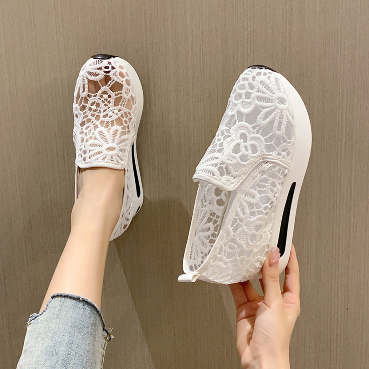 Lace Breathable Platform Slip - On - Loving It Shop
