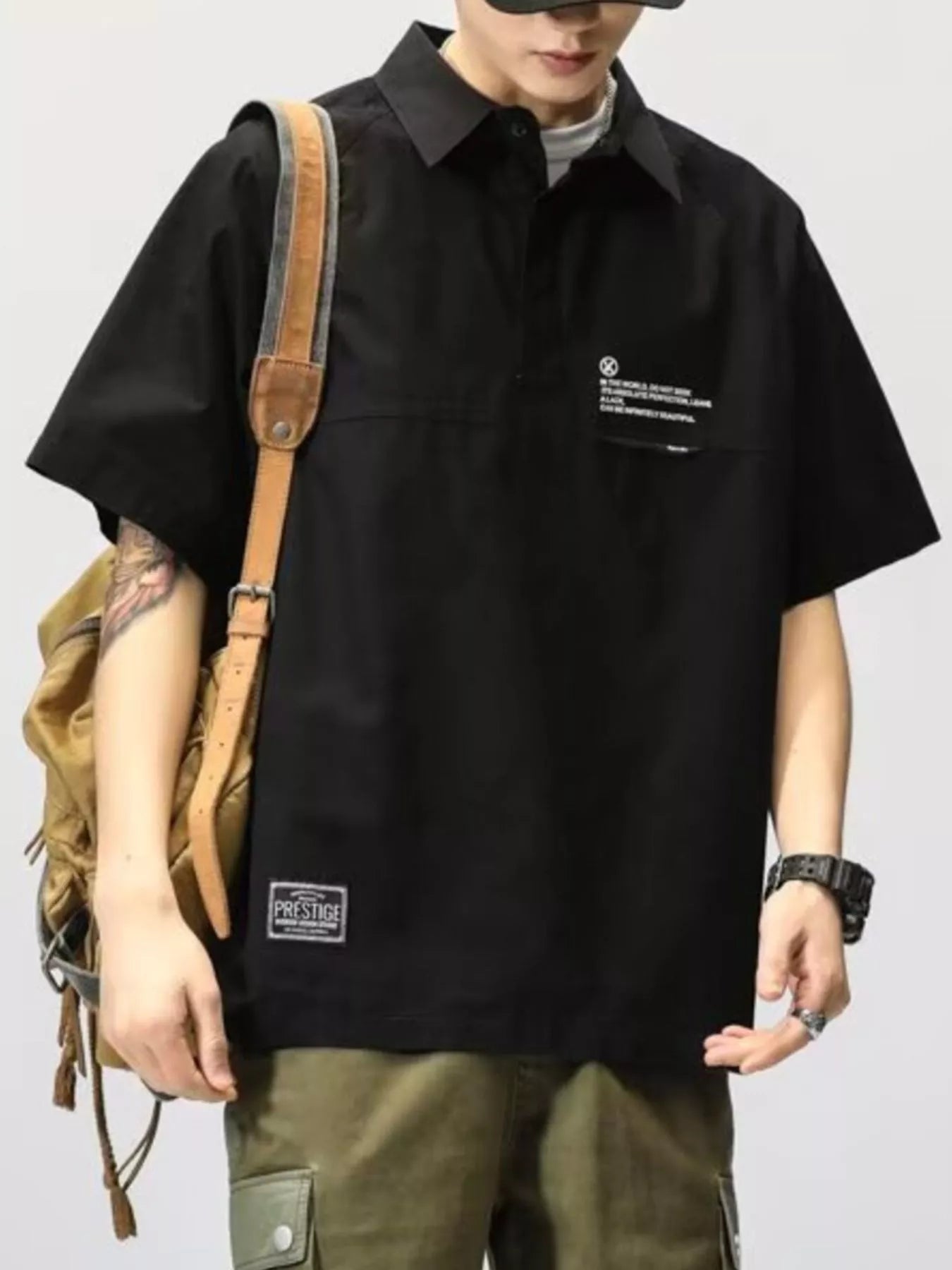 Men's Plus Size Button Detail Half Sleeve Polo