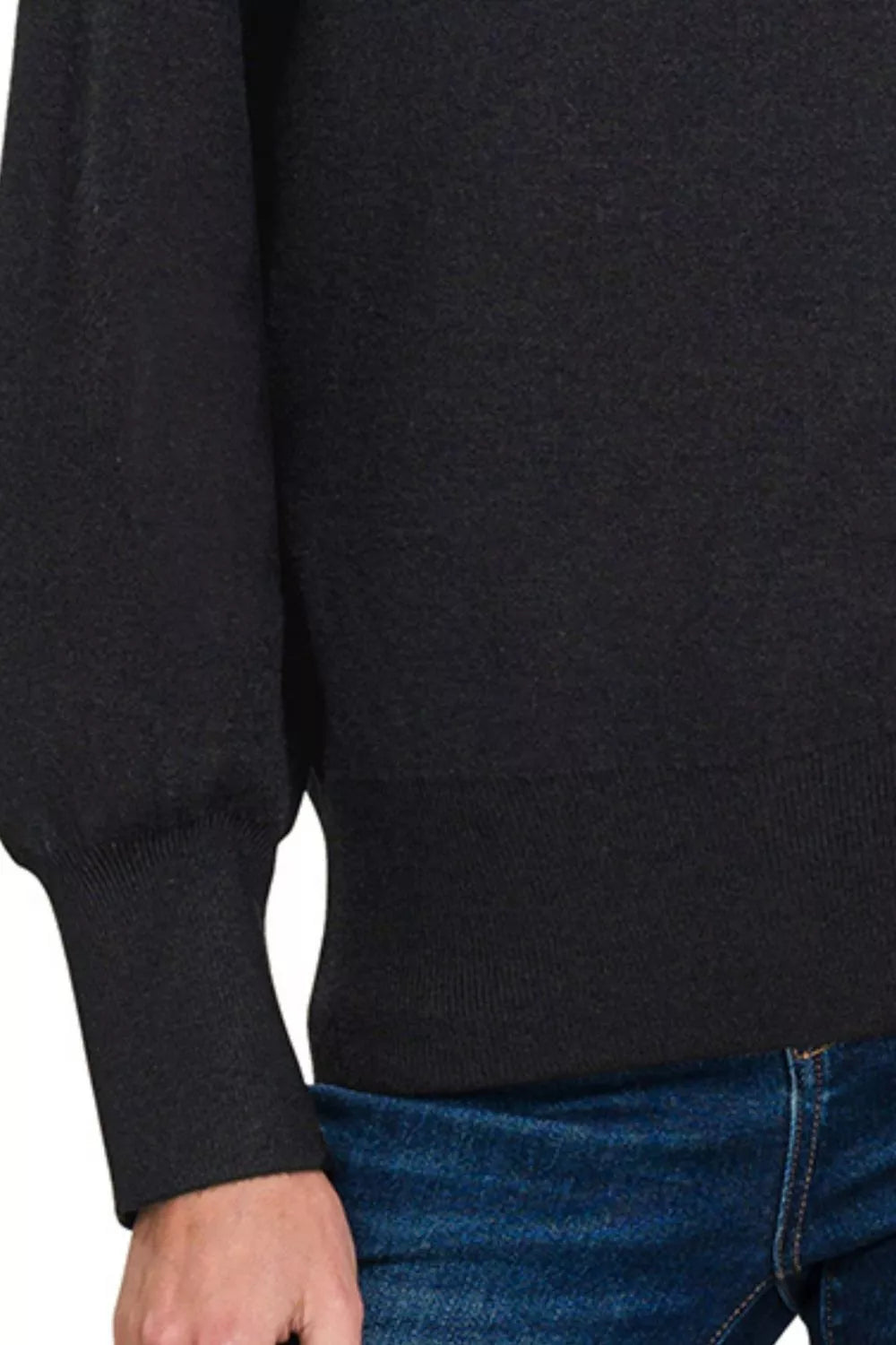 Viscose Mock Neck Exposed Seam Sweater