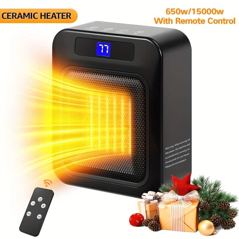 Space Heater for Indoor Use – 1500W Ceramic with Remote &amp; Timer