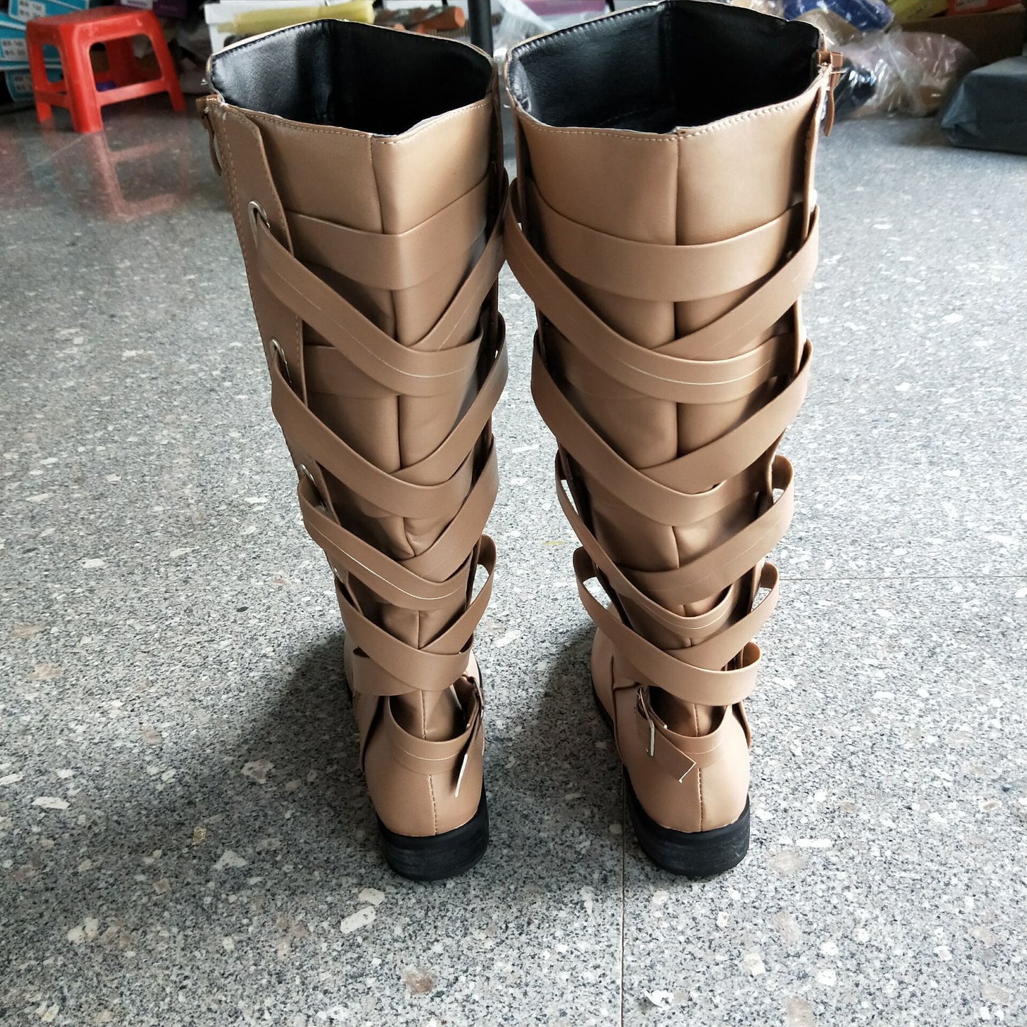 Lace-up Boots Round Toe Low Heel Rider Boots