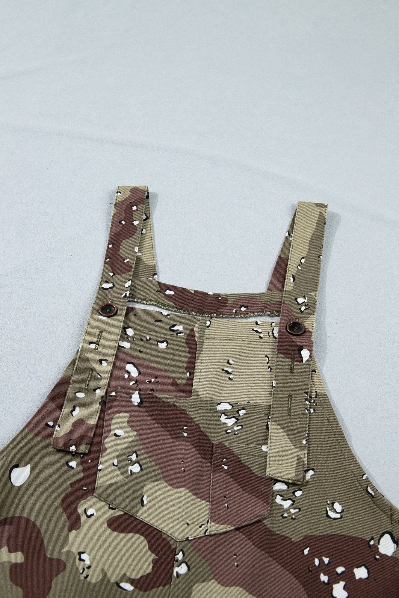 Green Camouflage Print Leopard Detail Loose Denim Overall Cropped Jumpsuit - Loving It Shop