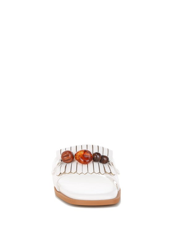 Nakasa Beaded Faux Leather Slip Ons