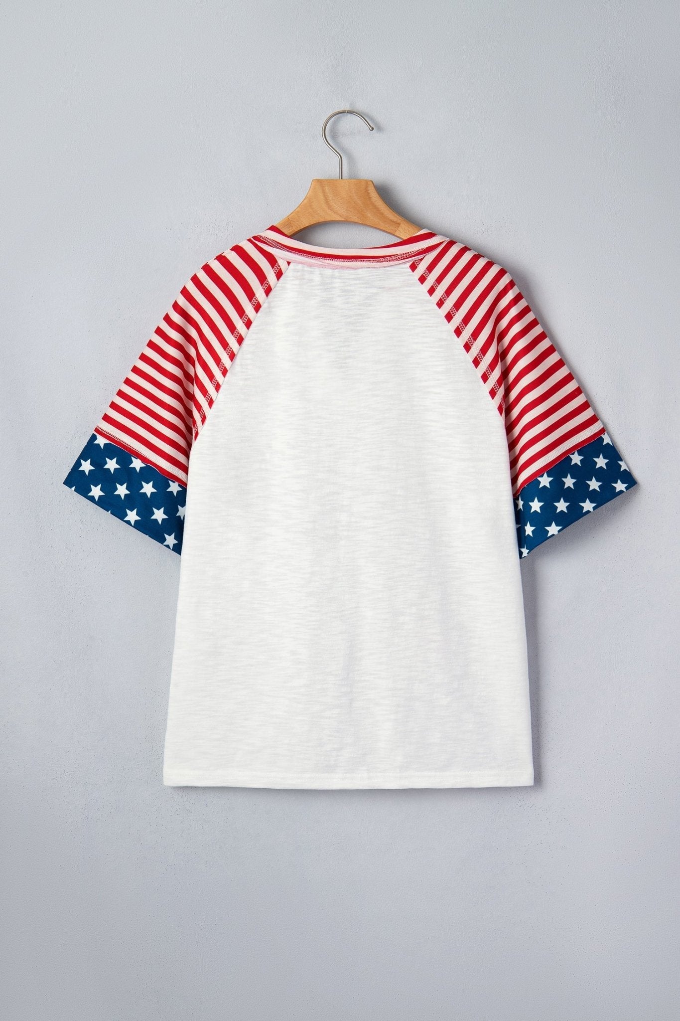 Fiery Red Star Detail Flag Inspired Short Sleeve Top - Loving It Shop