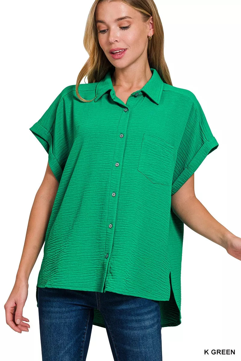 Woven Airflow Button Down Shirt