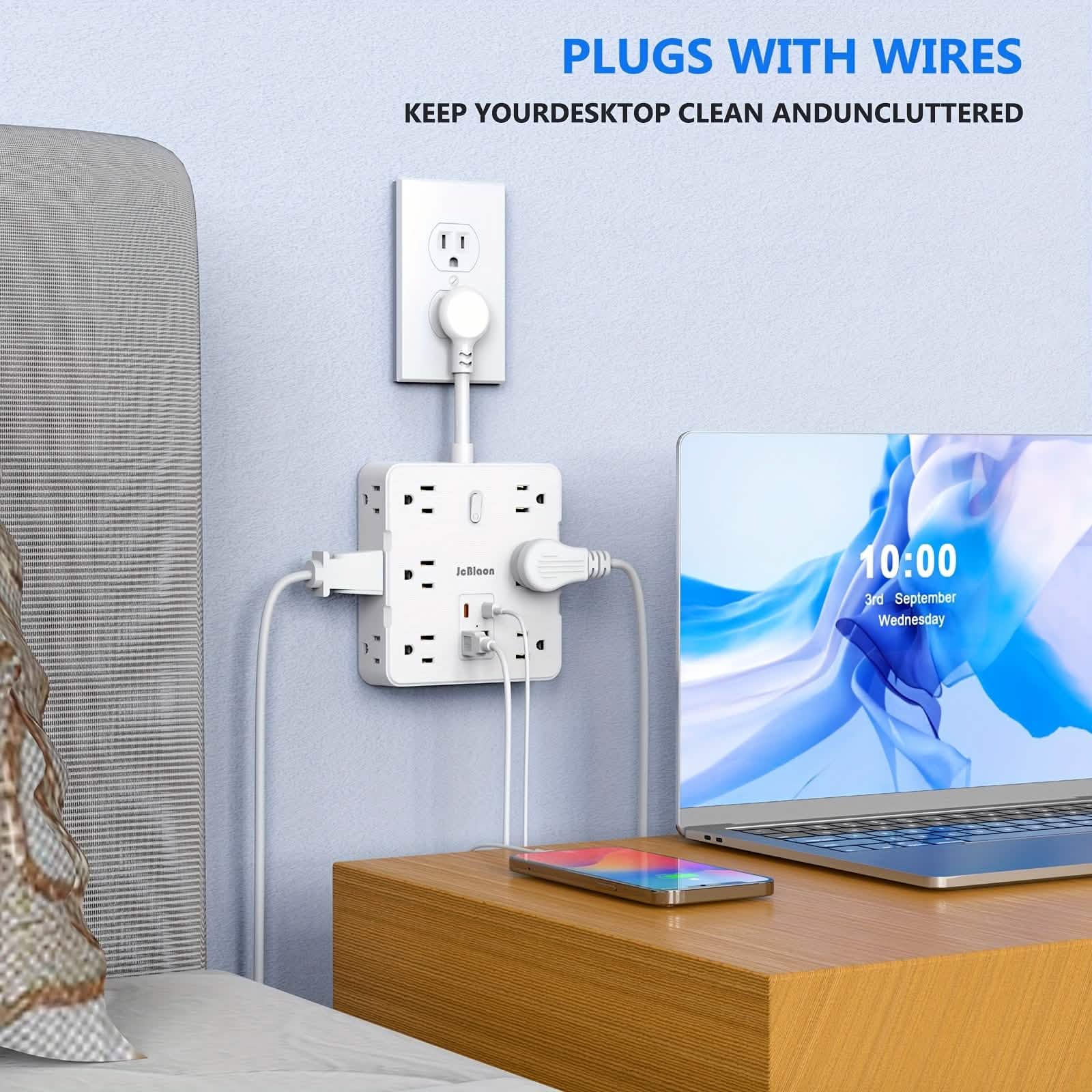 16-in-1 Power Strip – 12 AC Outlets &amp; 4 USB Ports, White
