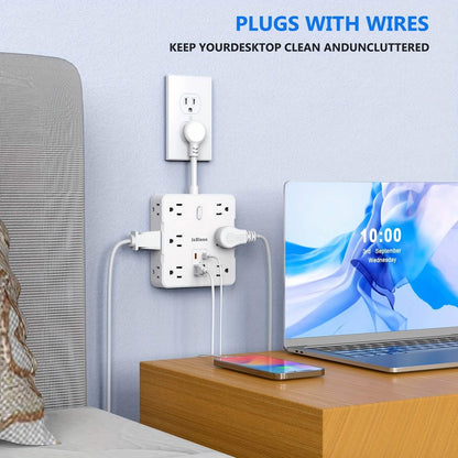 16-in-1 Power Strip – 12 AC Outlets &amp; 4 USB Ports, White