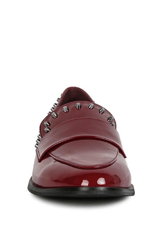 EMILIA Black Shine Forever Stud Penny Loafers - Loving It Shop