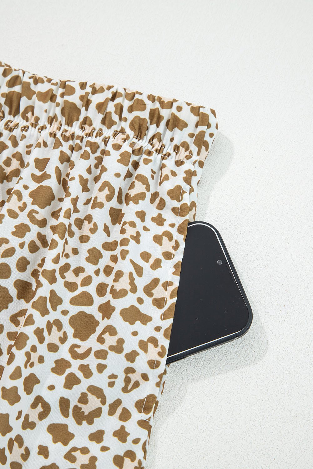 Khaki Leopard Drawstring Elastic Waistband Loose Pants - Loving It Shop