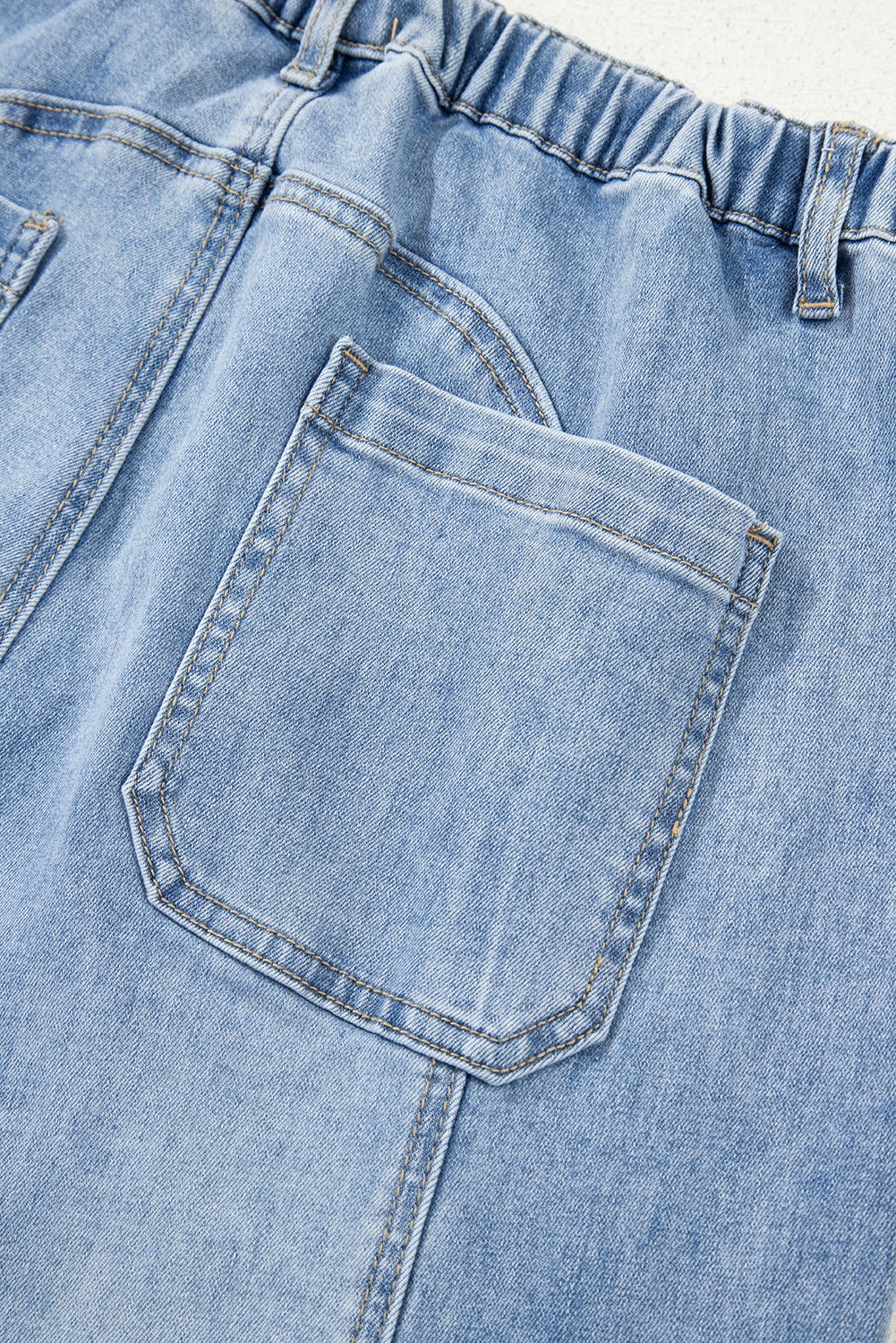 Beau Blue Drawstring Seam Detail Raw Hem Wide Leg Denim Pants - Loving It Shop