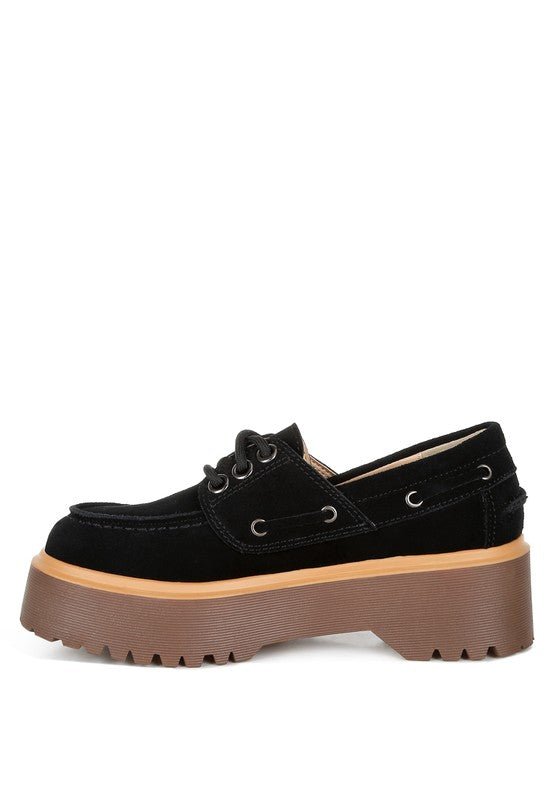 Cuckatoos Chunky Real Suede Leather Oxford Loafers - Loving It Shop