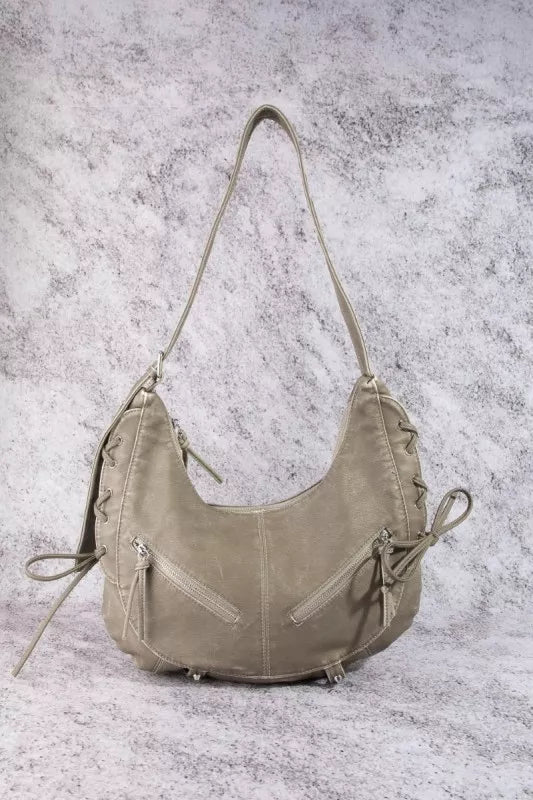 Larger Leather Crescent Shoulder Bag