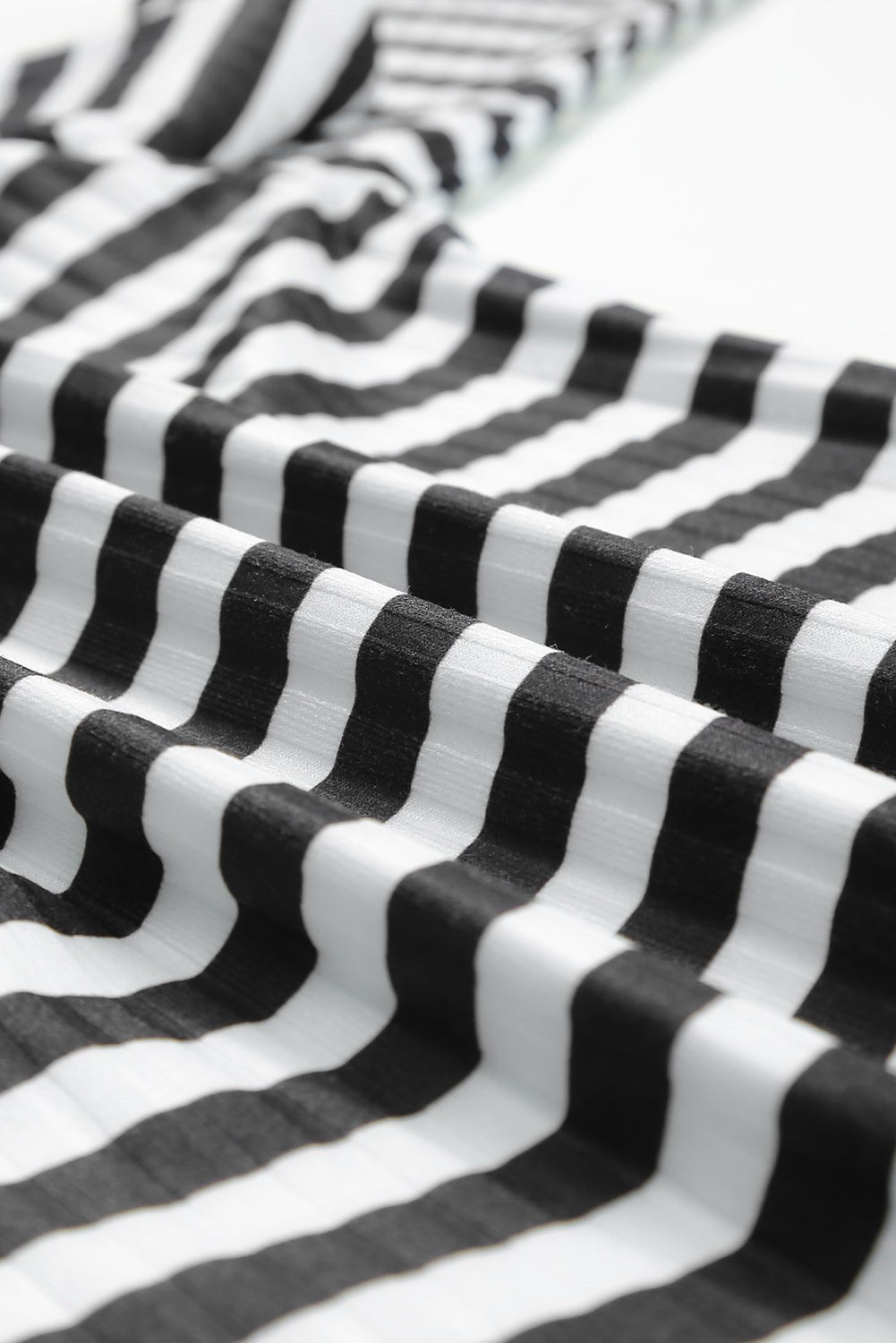 Black Striped Print Textured Knit Long Sleeve Tee - Loving It Shop