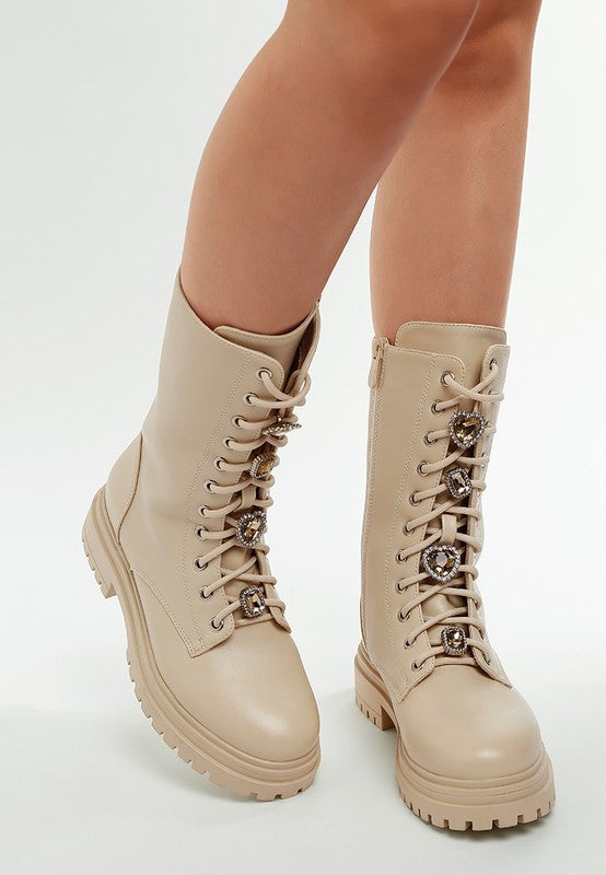 Nimba Rhinestone jewelled Chunky Boots