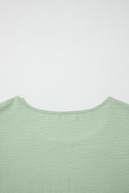 Clearly Aqua Plus Size Crew Neck Ruffle Sleeve Top